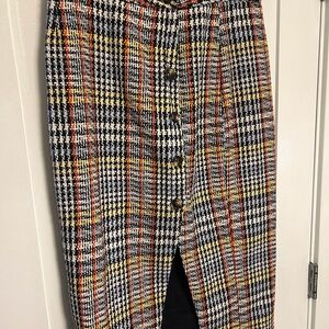 Glamorous Houndstooth Pencil Skirt in Black, White, and Yellow